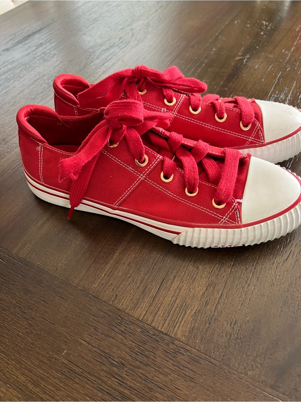 Skechers BOBS Red Canvas Low-Top Sneakers - Picture 3 of 5